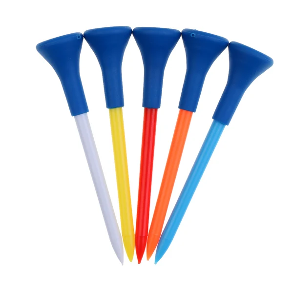 Original Design Maxbell 5 Pieces 70mm Durable Plastic Golf Tees Rubber Cushion Top Random Color Flexible