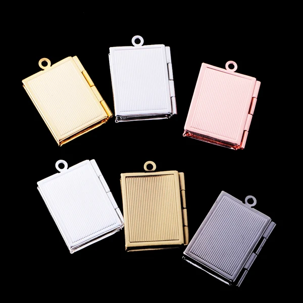 Premium Material Maxbell 6 Pieces Alloy Flower Book Photo Picture Charm Pendant Gift Frame Locket Jewelry Gifts Sustainable