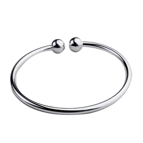 Reusable Maxbell Lady Double Ball End Open Bangle Bracelet Size Adjustable Cuff Bracelet Traditional