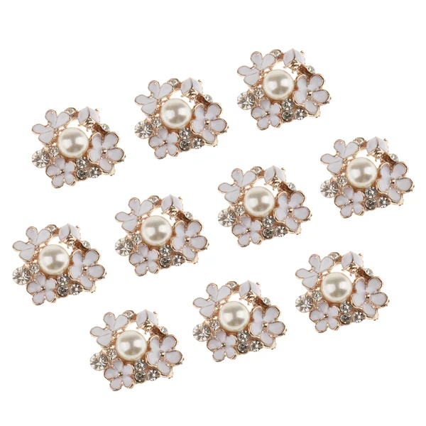 Sophisticated Maxbell 10 Pieces Crystal Pearl Flower Embellishments Buttons for Scrapbooking Crafts Safe