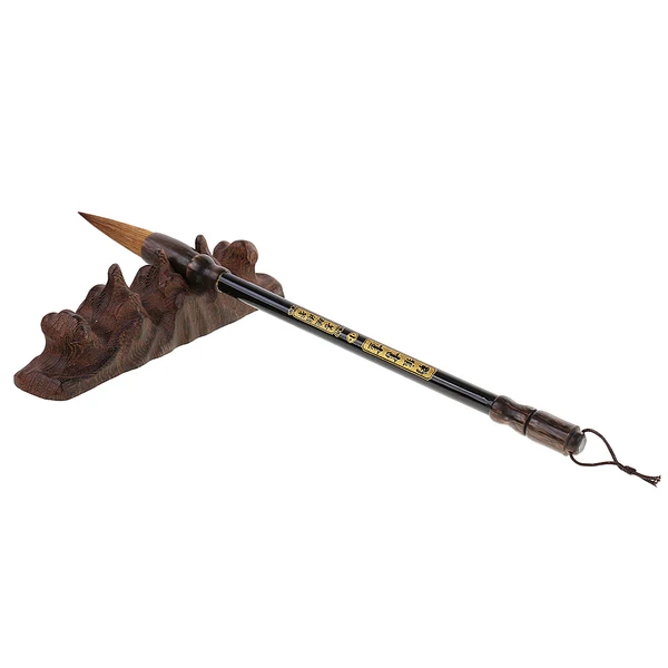 Effective Maxbell Wood Brush Rack Brush Pen Holder Chinese Traditional Wood-root Carving Decor Prestigious