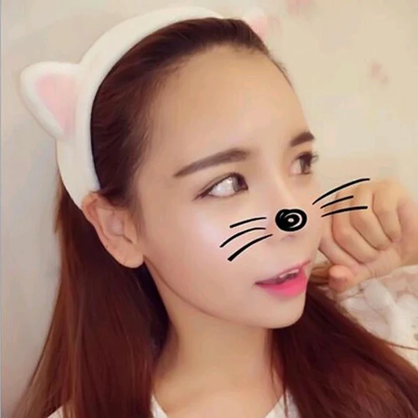 Lightweight 2pcs Cat Ear Stretch Makeup Face Washing Shower Mask Hairband Snood Headband Verified