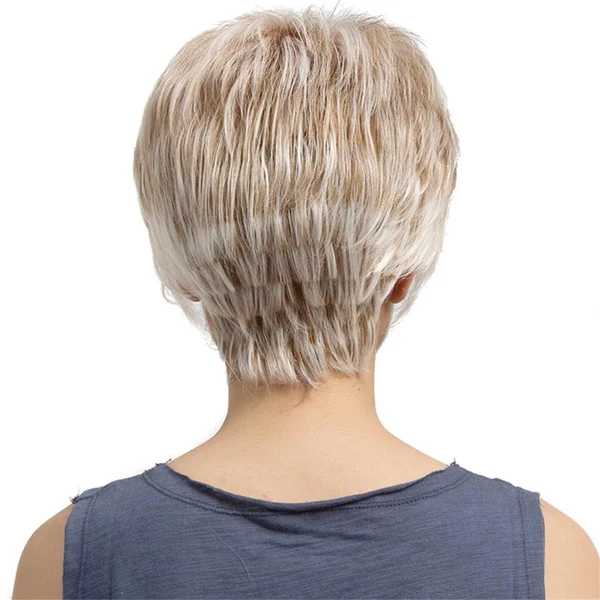 User-Friendly Maxbell Natural Women Girls Fluffy Layered Beige Brown Short Human Hair Wig Heat Resistant Full Wig Cosplay Wigs Organic