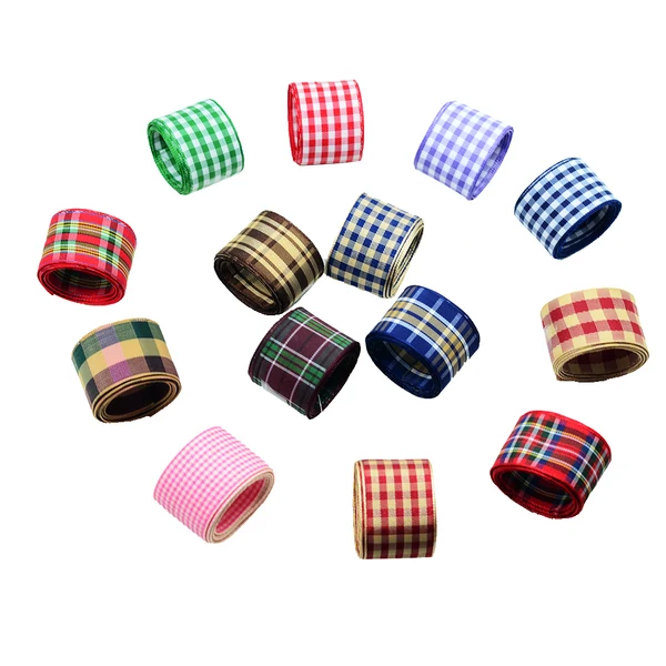 Original Design Maxbell 15 Pieces 25mm Wide Plaid Printed Polyester Ribbons for DIY Hairbow Party Decoration Innovative