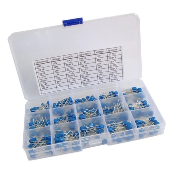 Genuine Maxbell 15 Values 300pcs Electrolytic Capacitor Assortment Box Kit 1KV47PF-2KV103PF Comfortable