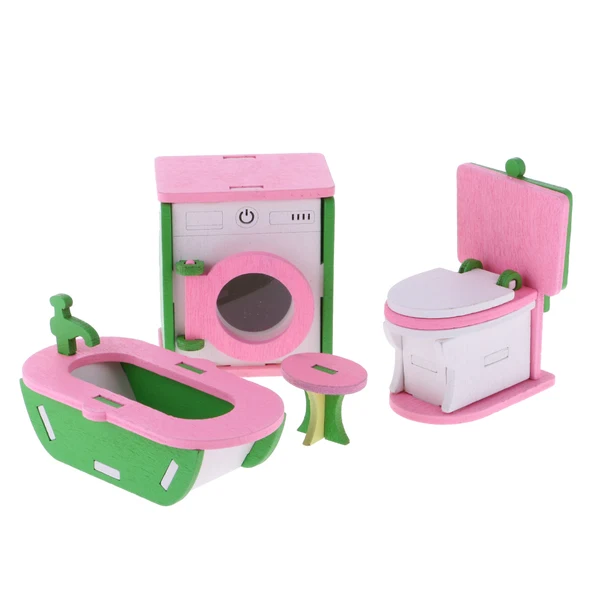 Unique Maxbell Lot 4 Pieces Wooden Doll House Miniature Furniture Kids Pretend Play Toys Traditional