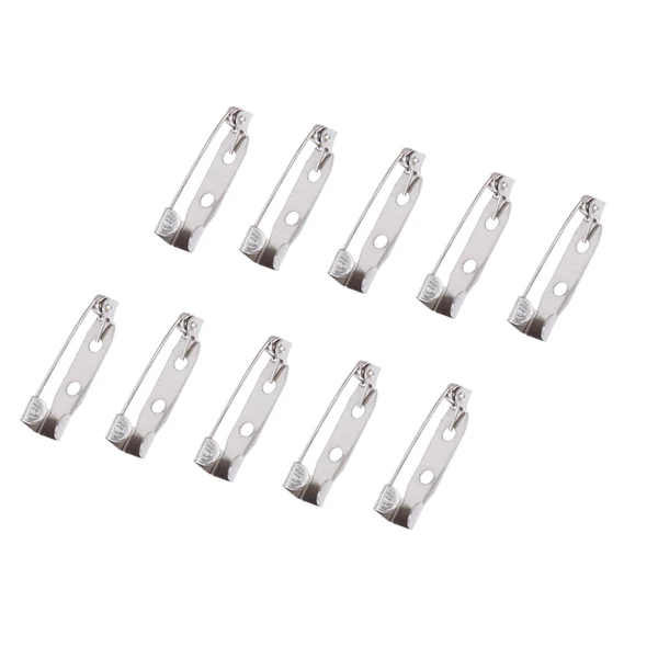 Safe Maxbell 50 Pieces Silver Tone Bar Pins Brooch Back Clasp Name Badge DIY Craft 20mm Flexible