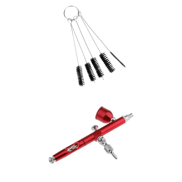 Outstanding Maxbell Precision 0.3mm Dual Action Gravity Feed Nail Art Tattoo Spray Airbrush Kit 5pcs Cleansing Brushes Safe