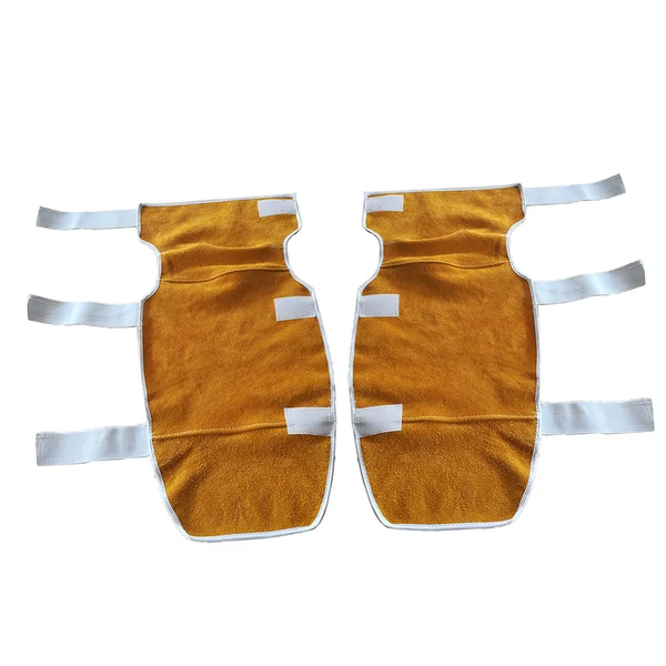 Traditional Maxbell 1 Pair Adjustable Welding Protective Knee Pads Flame Resistant for Welder Natural