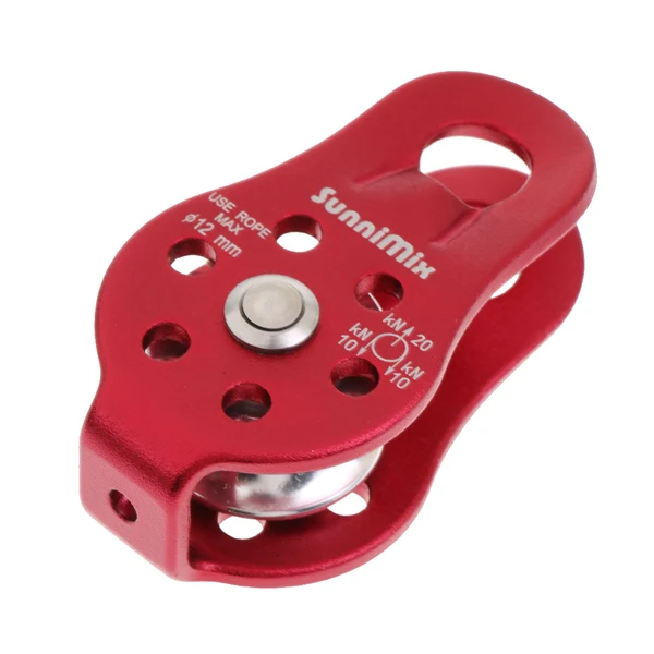 Certified Maxbell 2 Pieces Red Lightweight 20KN General Purpose Fixed Ball Bearing Climbing Rope Pulley for Outdoor Hauling Rigging Lifting Rescue Prestigious