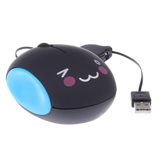 Fashionable Maxbell USB 2.0 Mouse Retractable Cable Optical Scroll Wheel for Computer PC Notebook Black Blue Fast