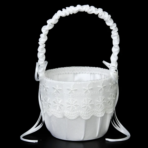 Expertly Made Maxbell Satin Lace Embellished Wedding Party Anniversary Flower Girl Basket White Excellent