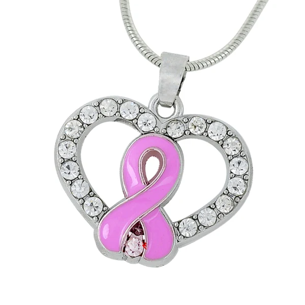 User-Friendly Maxbell Crystal Rhinestone Heart Ribbon HIV AIDS Awareness Pendant Necklace Jewelry Clean