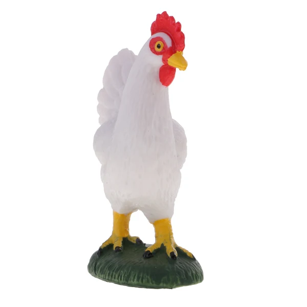 Fast Maxbell Environmental PVC istic Zoo Figures Jungle Farm Animals Cock Figurine Kids Toy Party Bag Favor White Crafted