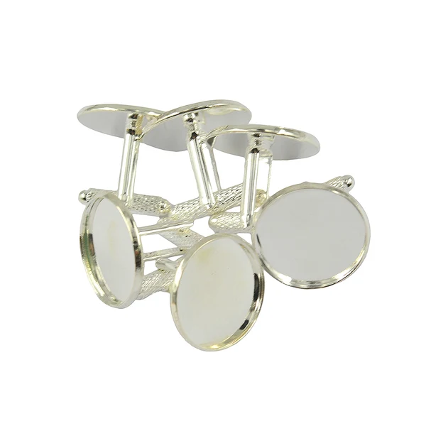 Comfortable Maxbell 6 Pieces Round Cuff Links Settings Base for DIY Cabochon Jewelry Silver High-Quality