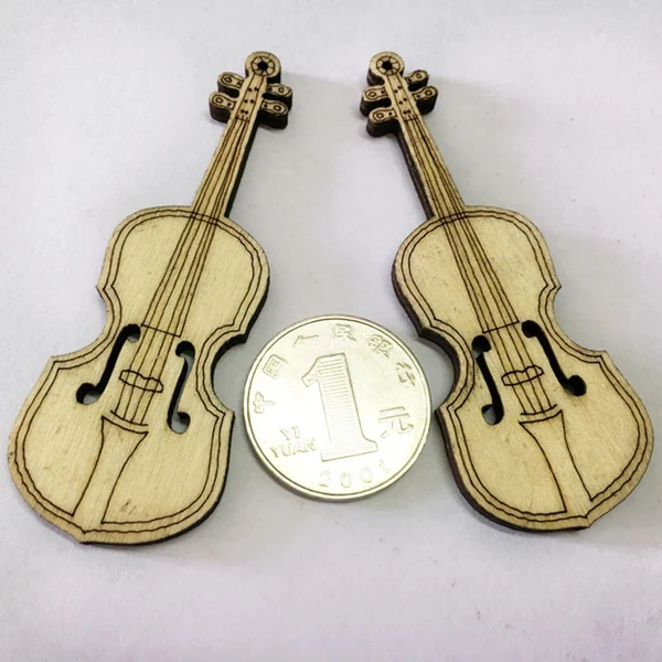 World-Class Maxbell 10 Pieces Wood Craft Violin Shapes Hanging Wooden Tags Decorations Key Ring Pendant Findings Long-Lasting