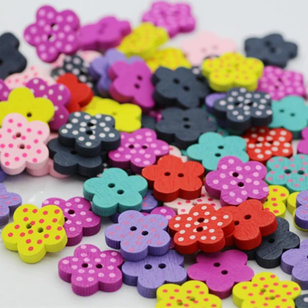Fine Maxbell 100 Pieces Lovely Mixed Wooden Buttons for DIY Sewing Scrapbooking Flower Dot Casual