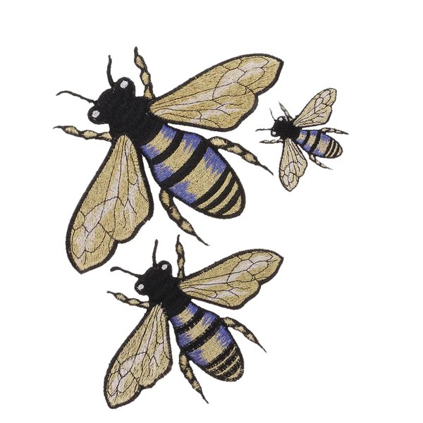 Traditional Maxbell 3 Pieces Bee Insect Shape Embroidery Fabric Applique Patch for Sewing on Clothes Costume Pure
