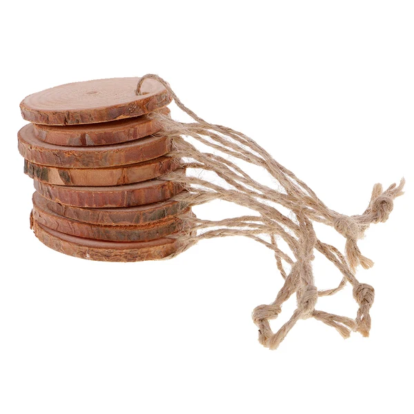 Advanced Maxbell 10 Pieces Hanging Pine Wood Slices Tree Bark Wooden Circle DIY Craft Wedding Decoration 0.4cm Thickness Fashionable