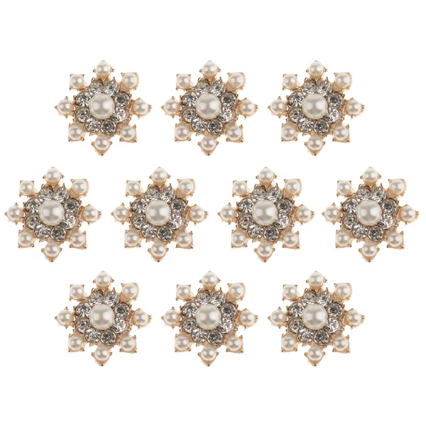 Stylish Maxbell 20 Pieces Rhinestone Snowflake Button Gem Silver Gold Crystal Craft Scrapbooking Unique