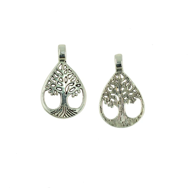 Efficient Maxbell 20 Pieces Antique Silver Tree of Life Beads Hollow Out Charms Pendants DIY Craft Gift Smart