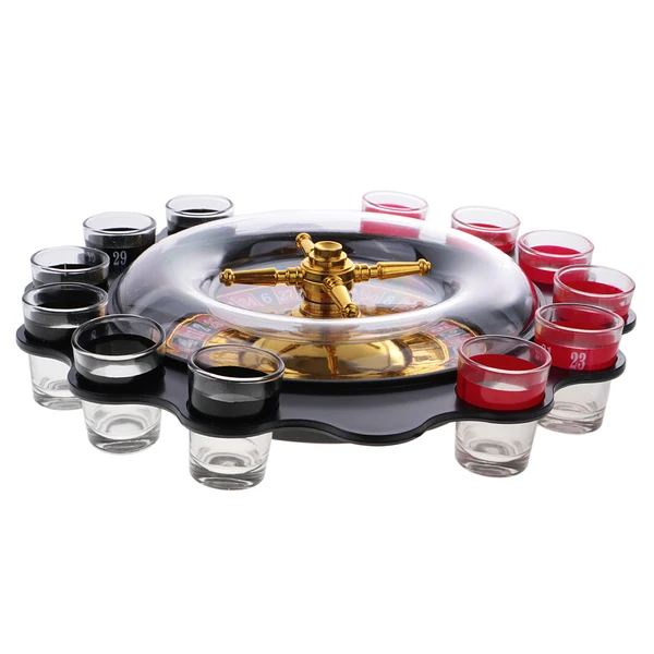 Contemporary Maxbell Roulette Wheel Drinking Game with 12 Shot Glasses for Novelty Alcohol Party Elite