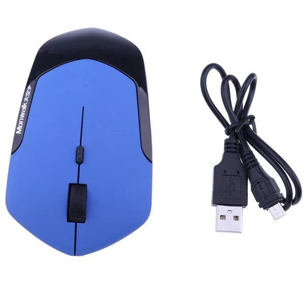 Outstanding Maxbell Adjustable 1600DPI Optical Wireless Gaming Mouse Ergonomic Mice for Laptop Plug and Play Blue Detailed