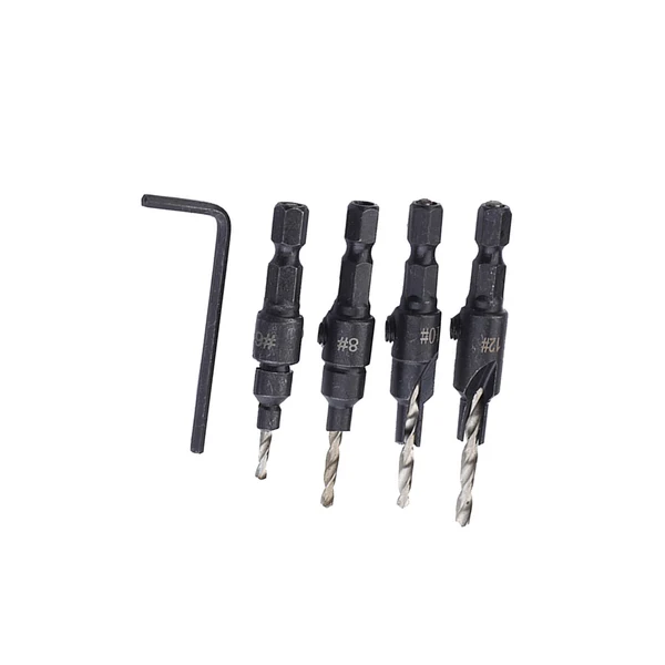 Organic Maxbell 4Pcs Titanium Coated HSS Countersunk Drill Bit Set Hexagonal Shank Woodworking Drilling Bits Convenient
