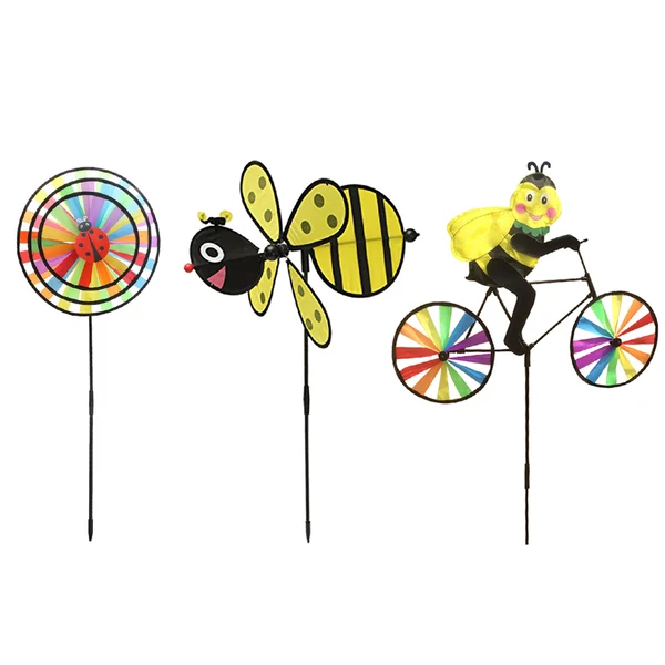 Powerful Maxbell 3 Pieces Rainbow 3D Windmill Wind Rotator Whirligig Wheel Yard Garden Decor Traditional