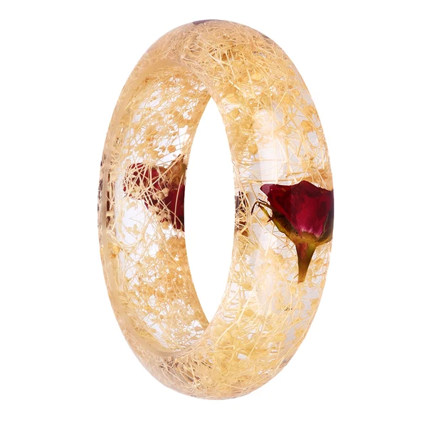 Effective Maxbell Vintage Dried Flower Pressed Bracelet Clear Lucite Bangle Bracelet for Women Powerful