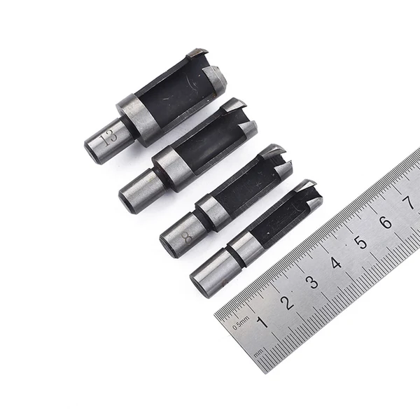 Smooth Maxbell 4 Pieces Carbon Steel Round Shank Wood Work Plug Cutter Cutting Power Tool Drill Bit Set Relaxed