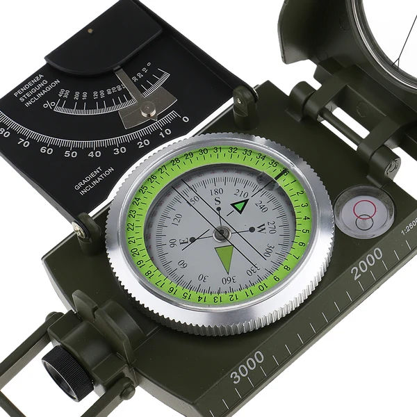 Verified Maxbell Multi-function Zinc Alloy Marching Army Sighting Compass with Inclinometer for Camping Hiking - Army Green Carefully Designed
