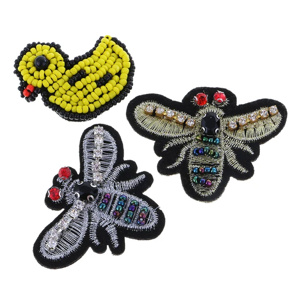 Top-Quality Maxbell 3 Pieces Set Embroidery Rhinestone Beaded Patch Duck Dragonfly Patches Cloth Garment Decoration Casual