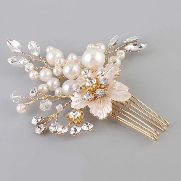 Functional Maxbell Wedding Pageant Bridal Bride Rhinestone Crystal Floral Hair Comb Art Decor Crafted