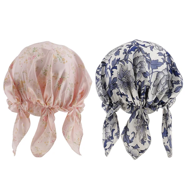 Functional Maxbell Light Weight Silk Bonnet Night Sleeping Hat Head Cover Eye Mask Beanie Cap Pink Recyclable