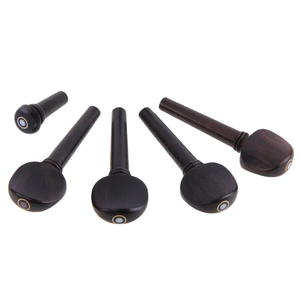 World-Class Maxbell Pack of Ebony Wood Violin Tuner Pegs and Endpin for 4 4 Size Violin Fiddle Parts Refined