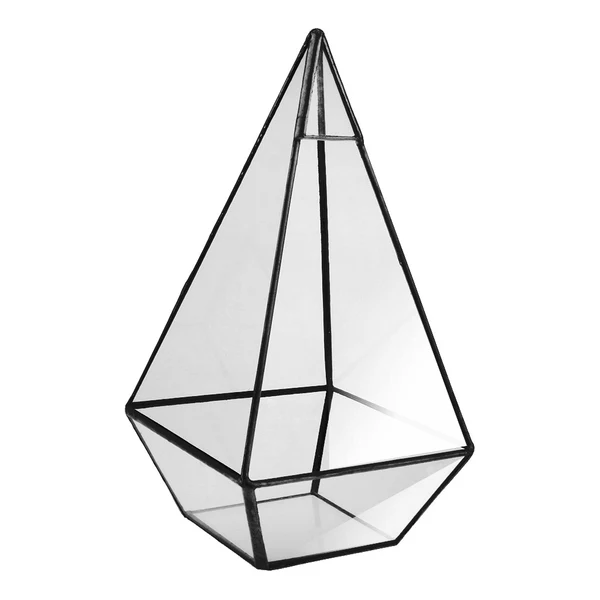 Elegant Maxbell Glass Geometric Terrarium Pyramid Tabletop Vase Wedding Engagement Table Decor Black Refined
