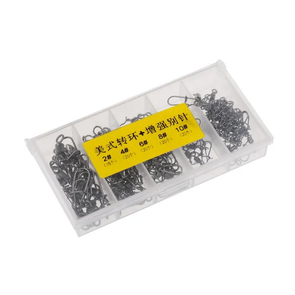 Premium Maxbell 95Pcs Box Rolling Swivels with Snaps Hooks Lures Connector Fishing Swivels Verified
