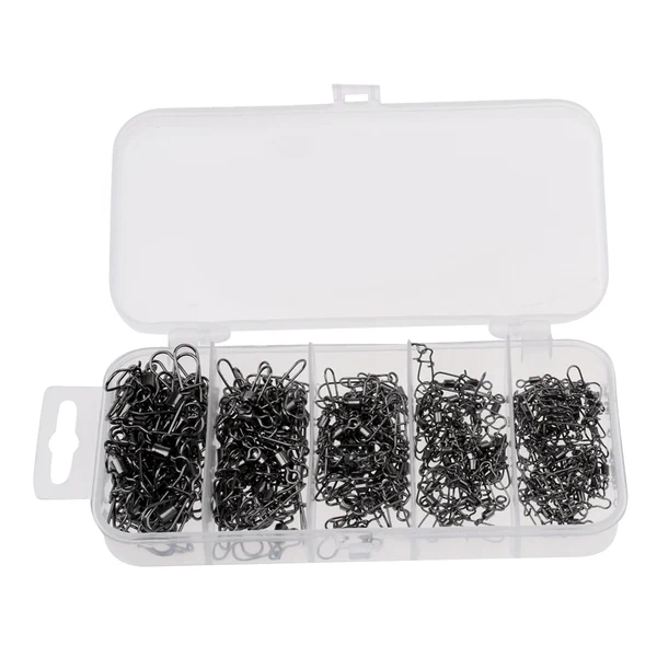 Advanced Maxbell 210Pcs Box Fishing Swivels with Snaps Rolling Swivel Connector Hooked Snaps Contemporary