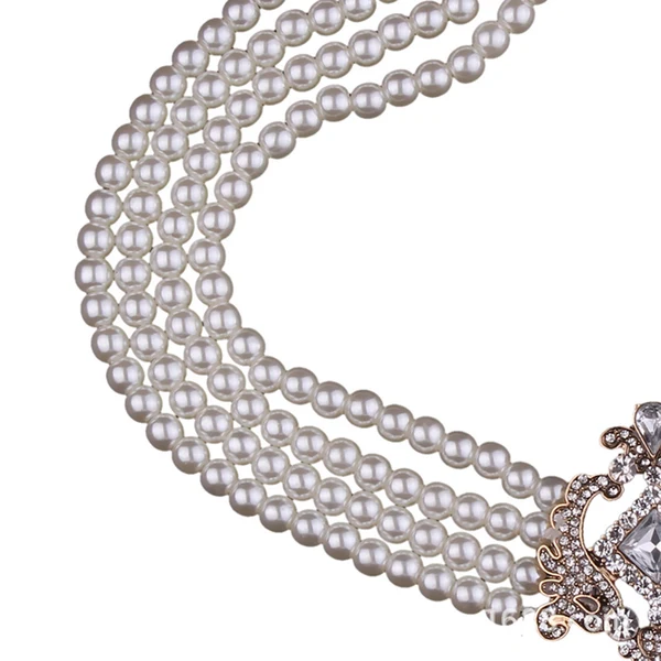 Lightweight Maxbell Fashion Luxury Simulated Pearl Multi Strand 4 Layers Choker Dressy Bib Necklace Elegant Lady Jewelry Fast