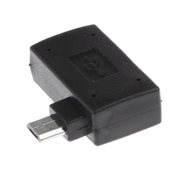 Powerful Maxbell 90 degree Right Angle Micro USB 2.0 OTG Host Adapter w USB Power for Samsung Mobile Phone Black Organic