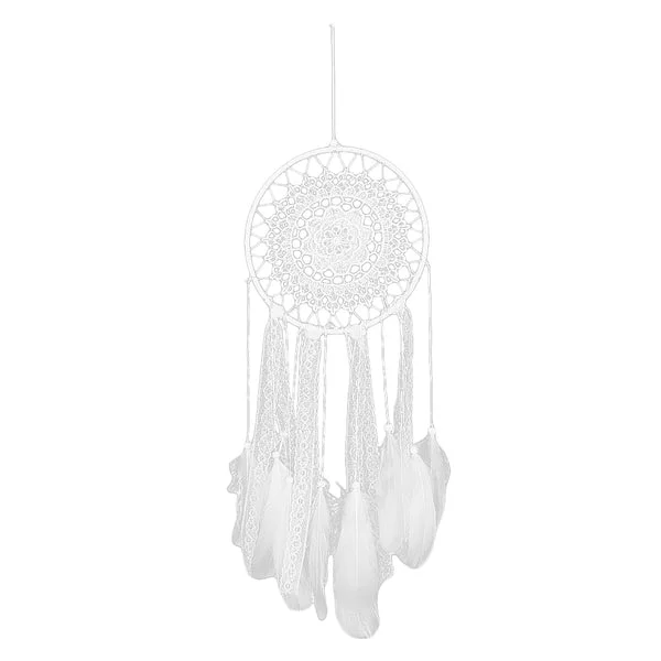 Reusable Maxbell Creative Traditional Lace Feather Charm Dream Catcher Home Wall Window Car Hanging Decor White Soft