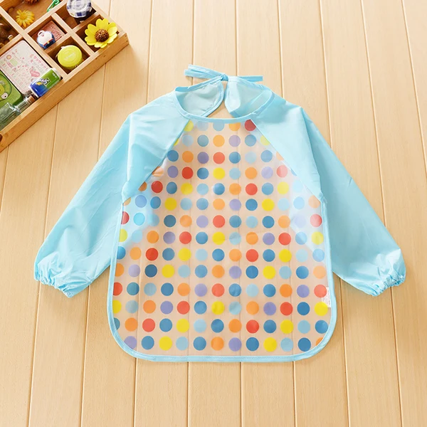 Flexible Maxbell Kids Baby Waterproof Soft Blue Polka Dot Overclothes Feeding Apron High-Performance