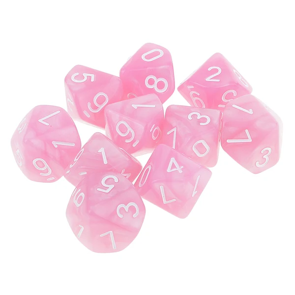 Healthy Maxbell 10 pieces 10 Sided Dice D10 Polyhedral Dice for Dungeons and Dragons Party Table Games Pink Minimalist
