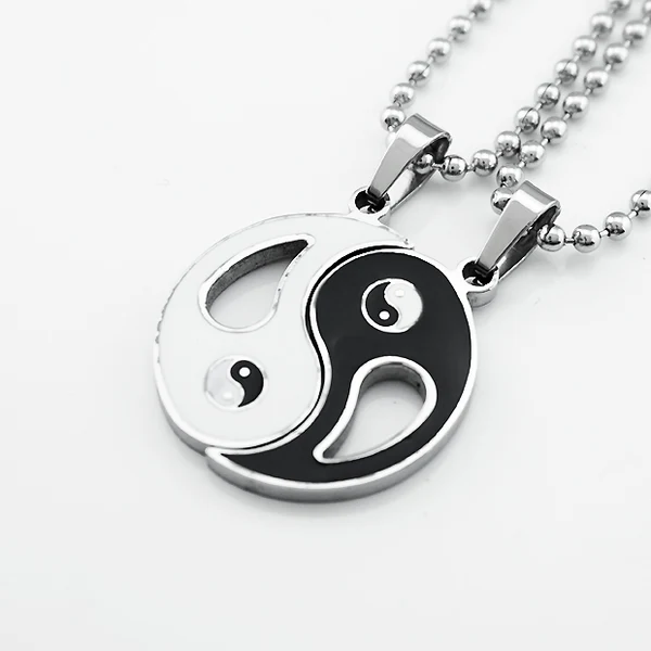 Clean Maxbell Pair Couple Lover Steel Eight Diagrams Yin and Yang Pendant Necklace Wedding Enhanced