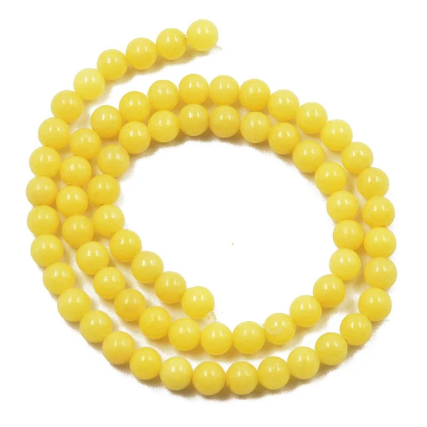 First-Class 6mm Round Shaped Jade Strand Beads Jewelry Making Findings DIY Accessories 15.5 Inch Bright Yellow Enhanced