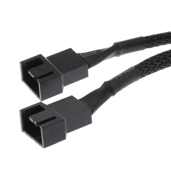 User-Friendly Maxbell 2 x 4 pin Fan Y Splitter Power Extension Cable 2 Fans Splitter Lead All Black Sleeved Elite