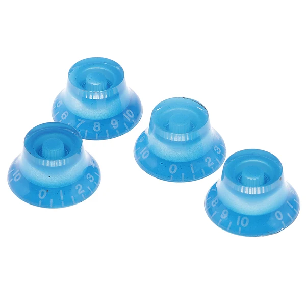 Artisan Maxbell Acrylic Volume Tone Knobs Cap with White Letter Musical Instrument Parts for LP Guitar 4pcs Pack Blue Organic