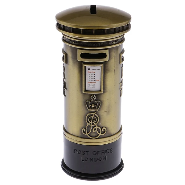 Crafted Maxbell Vintage Retro Metal British London Street Mailbox Model Piggy Bank Postbox Money Saving Box Bronze Enhanced