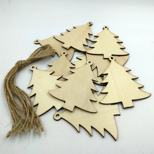 Trendy Maxbell 10 Pieces Wooden Tags Christmas Tree Decor Art Craft Ornaments for DIY Scrapbooking Durable